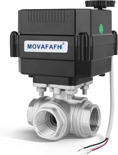 1" DN25, 3 Way L Port,Stainless steel，Motorized Ball Valve, 2 Wire Auto Return ,15NM,,with position indicator and manual override，ADC9-24V
