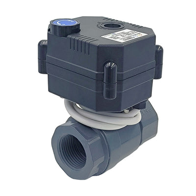 1/2" DN15 PVC ,Motorized Ball Valve,and 2 Wire Reverse Polarity Electric Actuator,with position indicator and manual override，DC5V,DC12V,DC9-24V